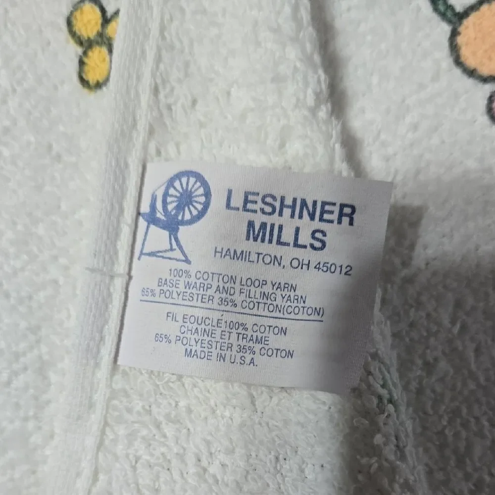 Precious Moments Floral Friends Towel - Green and Pink.. Vintage